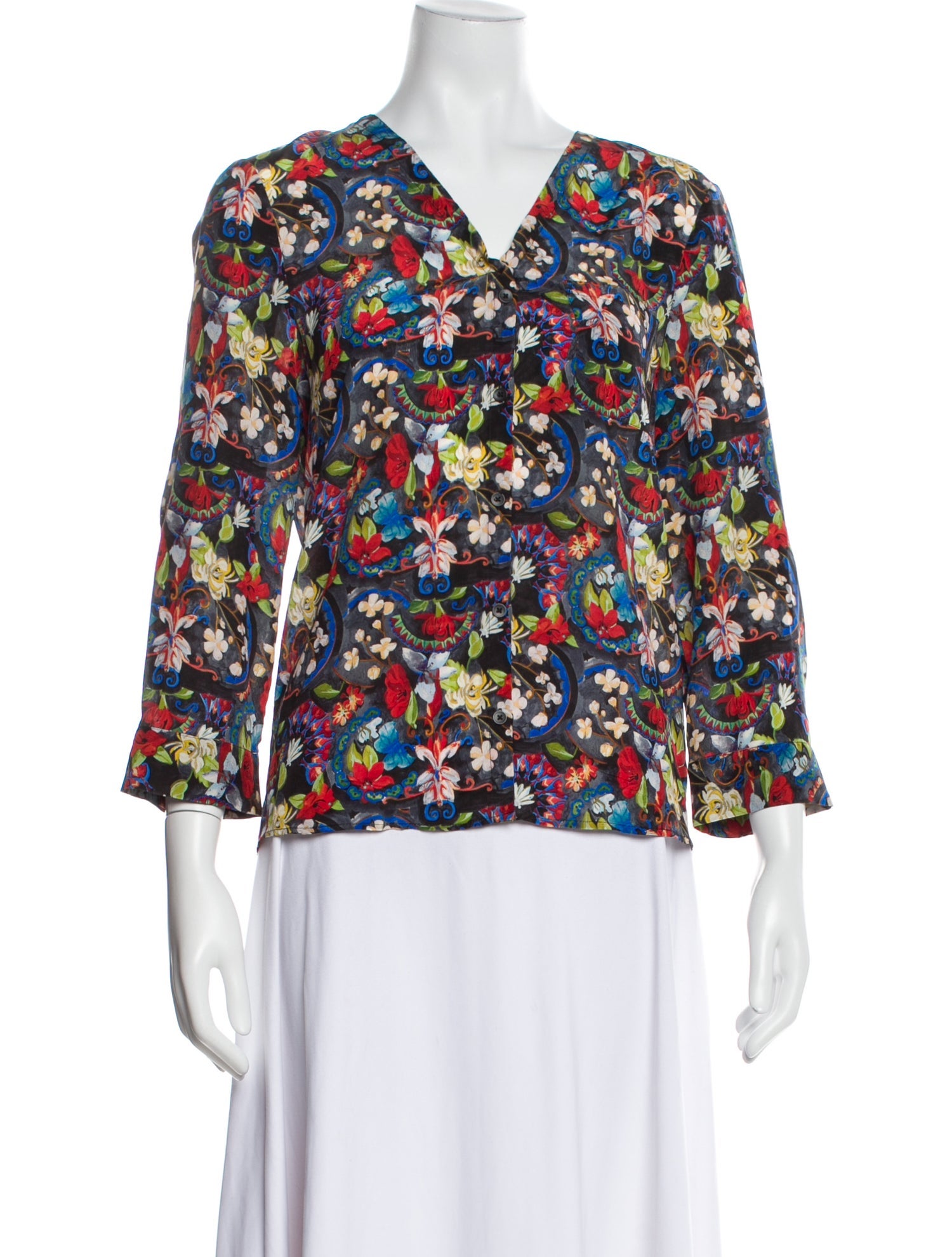 Alice + Olivia Silk Floral Print Blouse