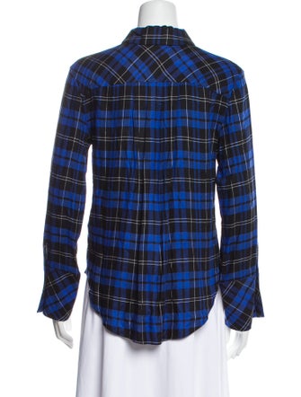 Alice + Olivia Plaid Print Long Sleeve Button-Up Top