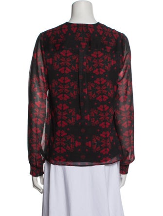 Alice + Olivia Printed V-Neck Button-Up Top