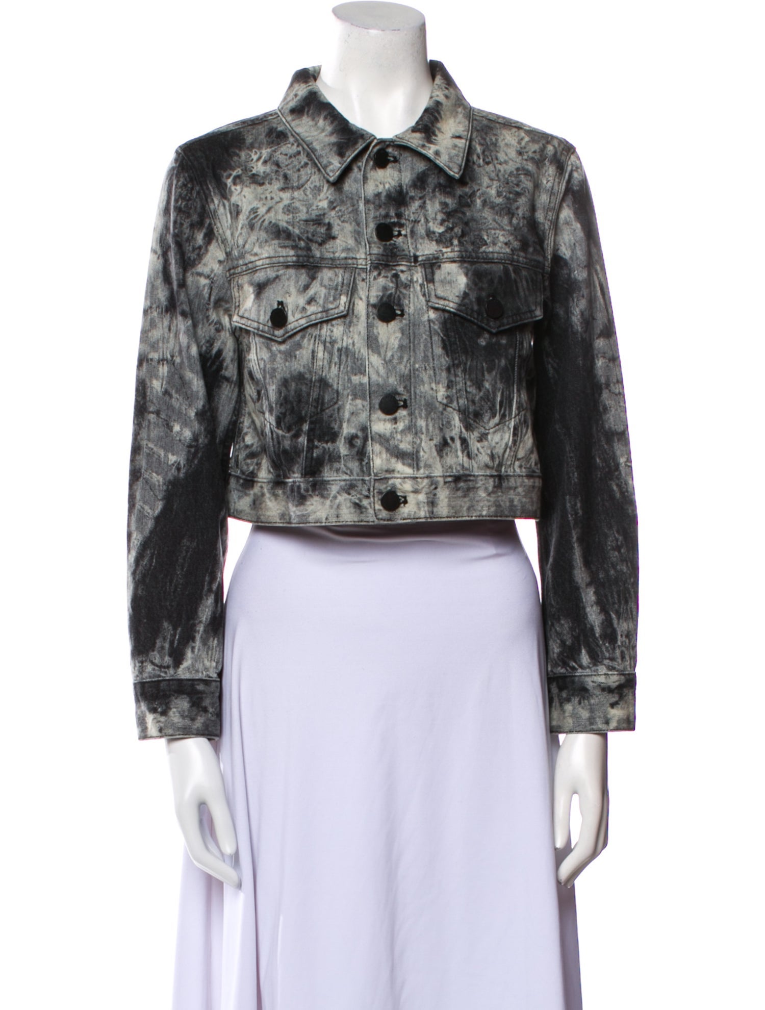 Alice + Olivia Tie-Dye Print Denim Jacket