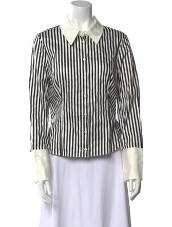 Alice + Olivia Striped Long Sleeve Button-Up Top