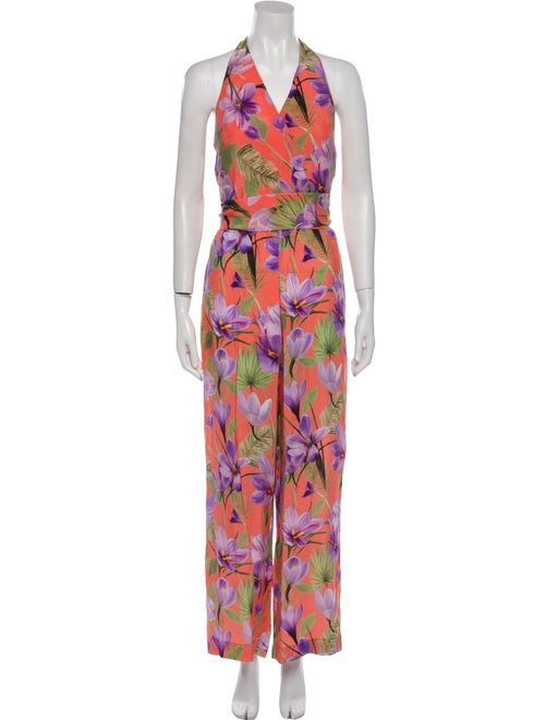 Alice + Olivia Floral Print V-Neck Jumpsuit