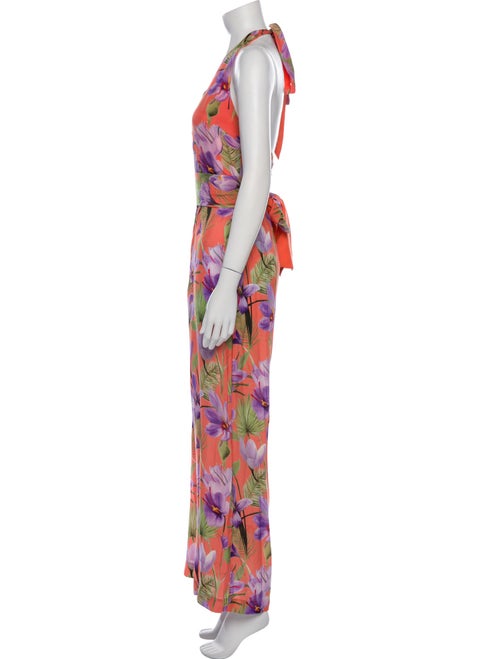 Alice + Olivia Floral Print V-Neck Jumpsuit