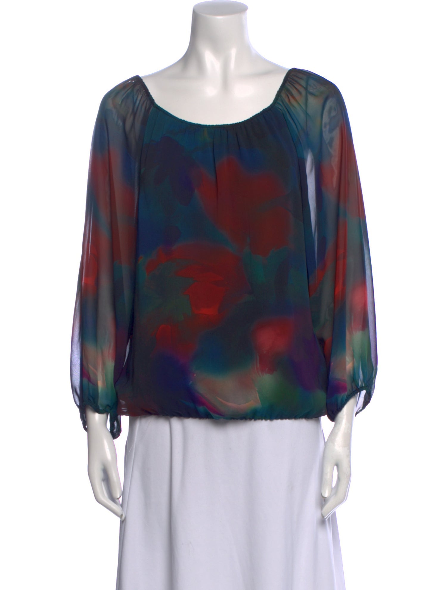 Alice + Olivia Tie-Dye Print Scoop Neck Blouse