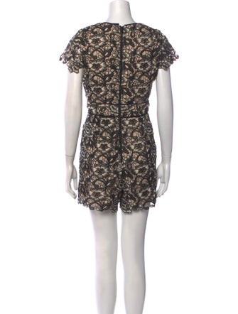 Alice + Olivia Lace Pattern V-Neck Romper