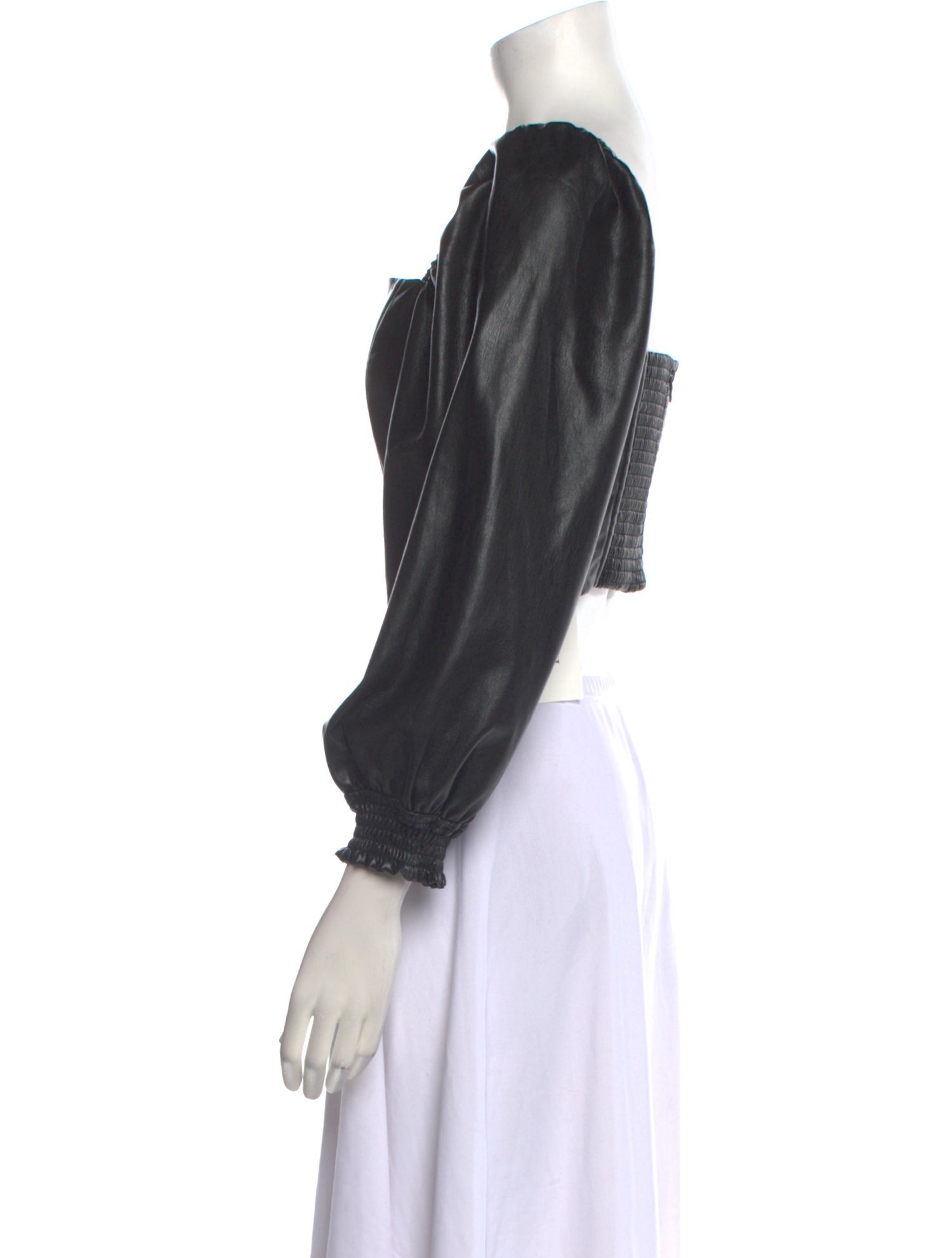 Alice + Olivia Square Neckline Three-Quarter Sleeve Crop Top