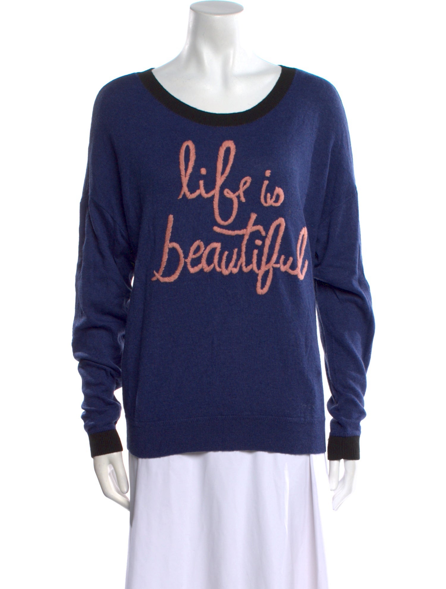Alice + Olivia Graphic Print Scoop Neck Sweater