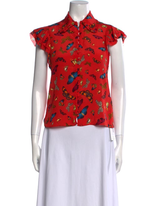 Alice + Olivia Silk Printed Button-Up Top