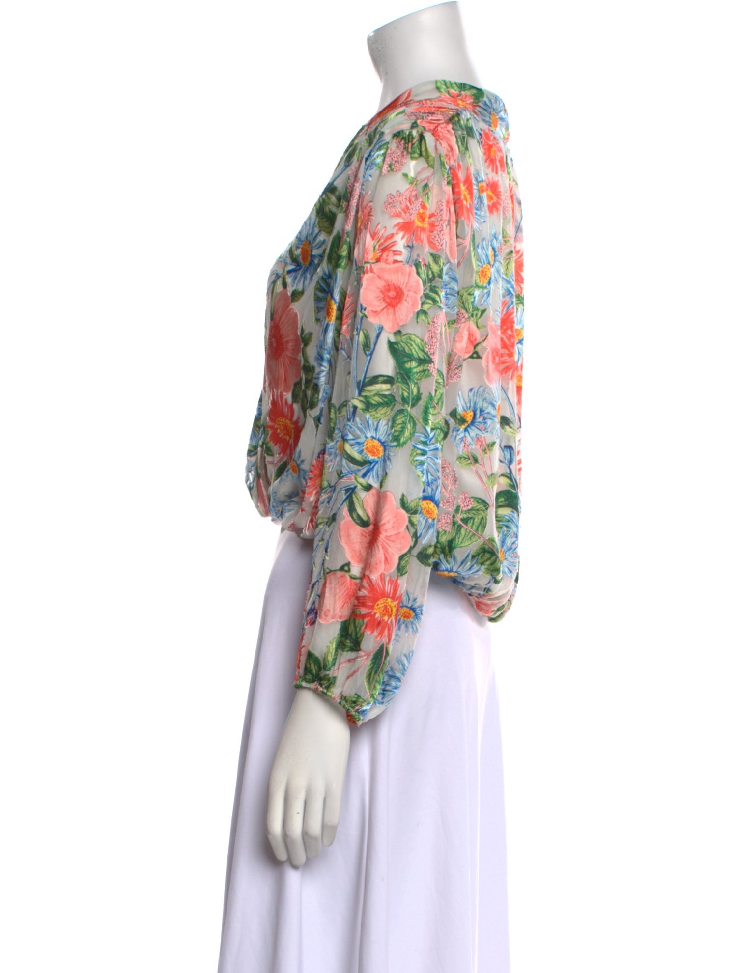 Alice + Olivia Floral Print Plunge Neckline Crop Top