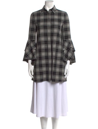 Alice + Olivia Plaid Print Long Sleeve Tunic