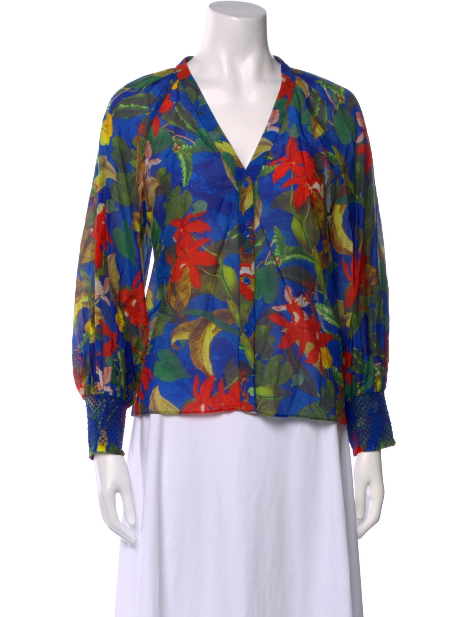 Alice + Olivia Floral Print V-Neck Blouse