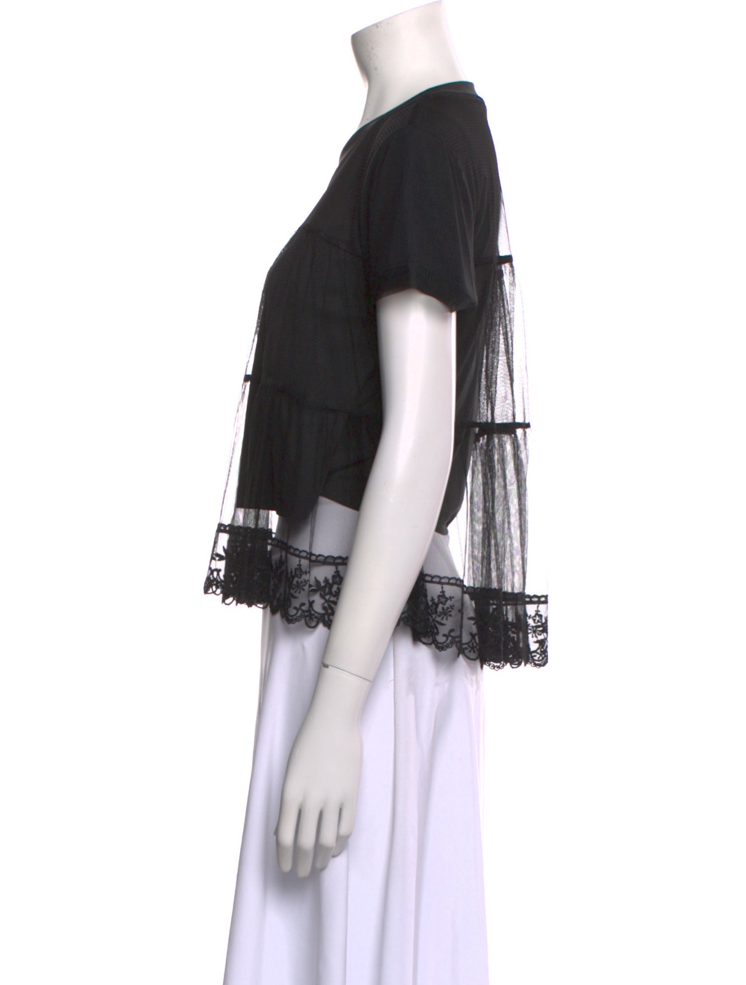 Alice + Olivia Lace Crew Neck Crop Top