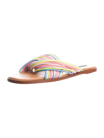 Alice + Olivia Leather Striped Slides