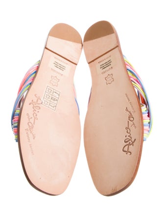 Alice + Olivia Leather Striped Slides