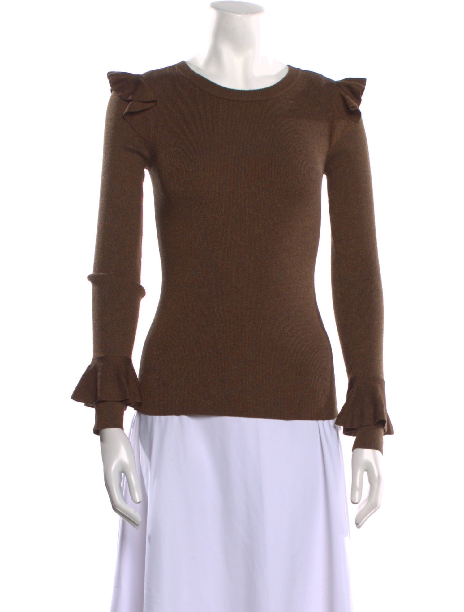 Alice + Olivia Scoop Neck Long Sleeve Top