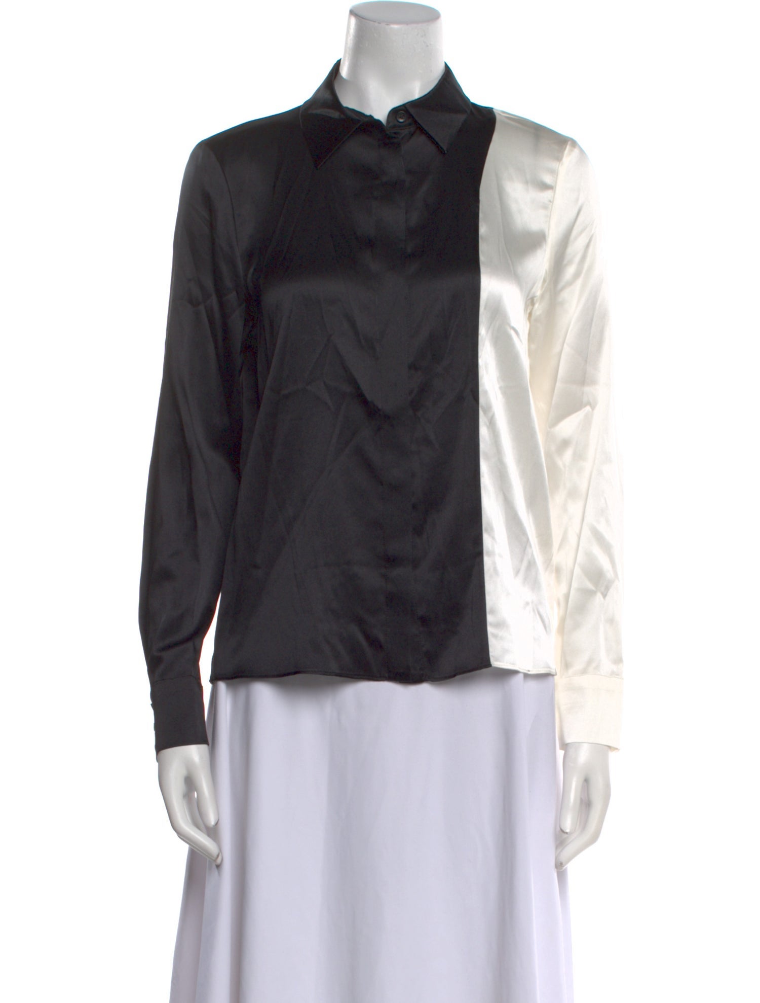 Alice + Olivia Silk Long Sleeve Button-Up Top