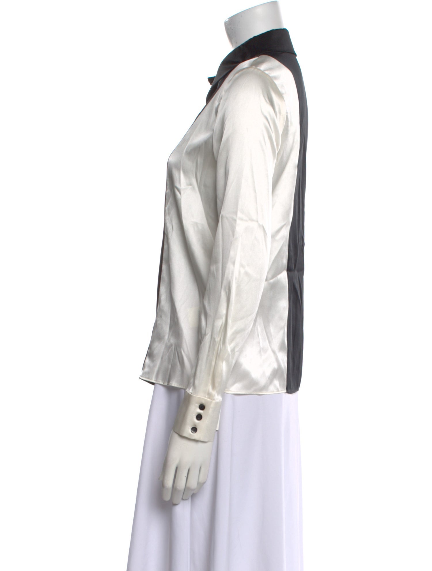 Alice + Olivia Silk Long Sleeve Button-Up Top