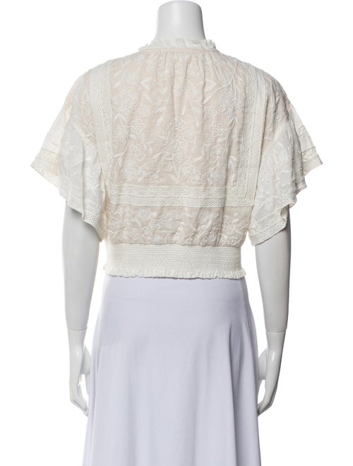 Alice + Olivia Lace Pattern Tie Neck Crop Top