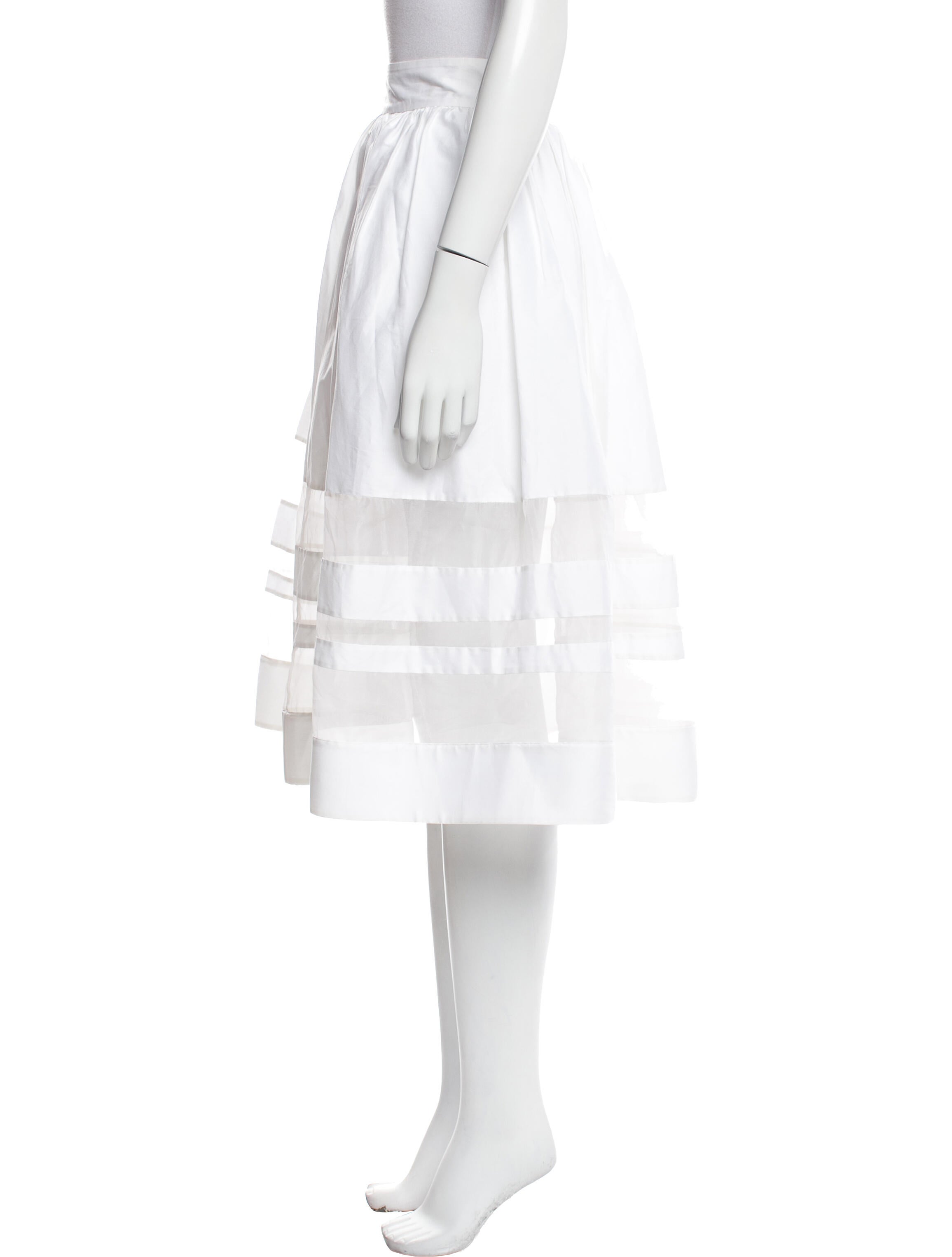 Alice + Olivia Mesh Accents Midi Length Skirt