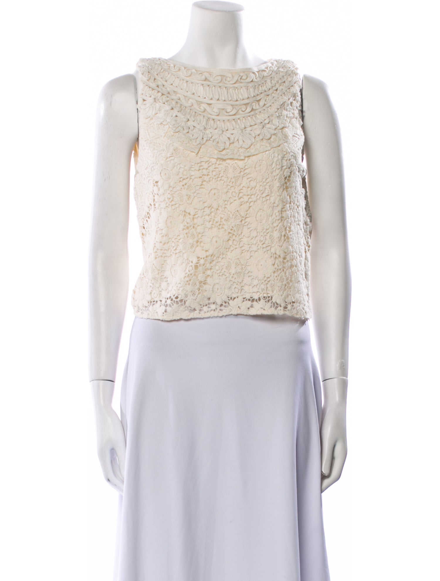 Alice + Olivia Bateau Neckline Sleeveless Crop Top