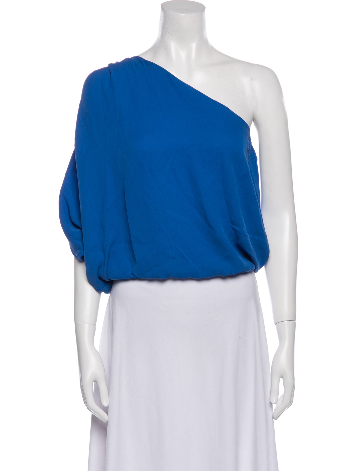 Alice + Olivia Silk One-Shoulder Crop Top