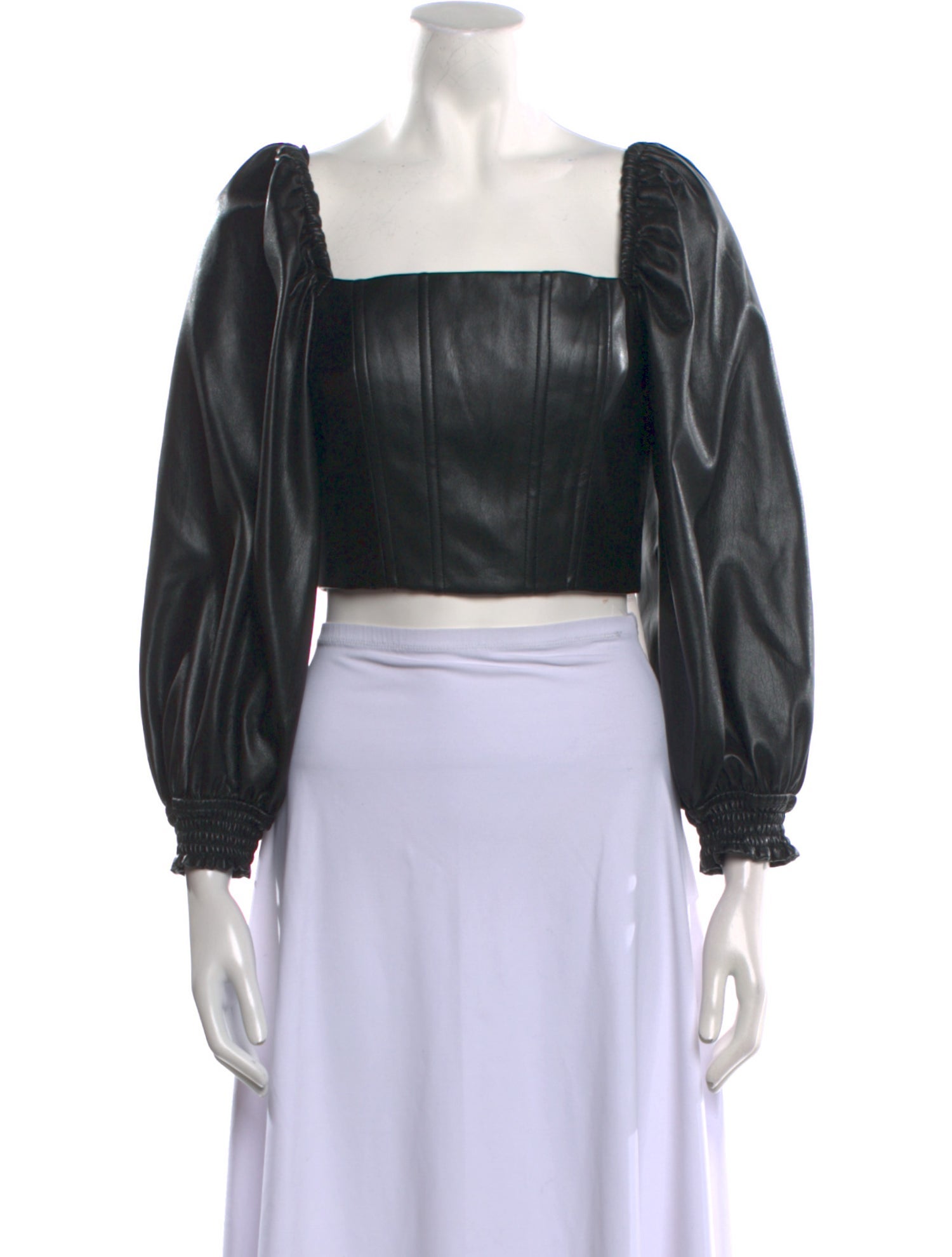 Alice + Olivia Square Neckline Long Sleeve Crop Top