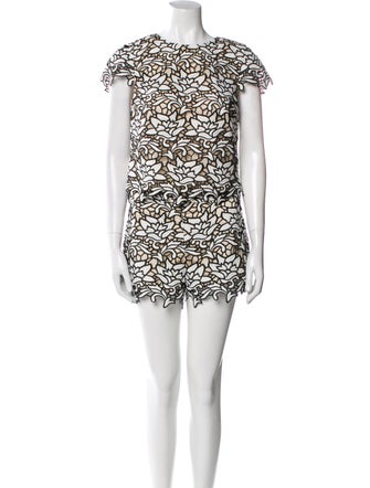 Alice + Olivia Printed Eyelet Trim Short Set