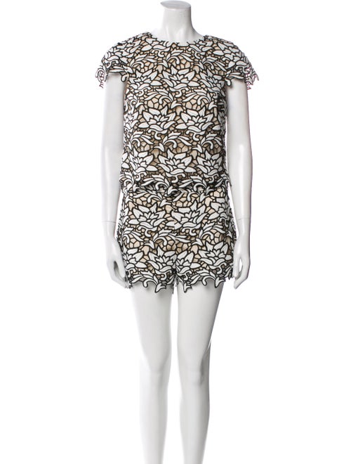 Alice + Olivia Printed Eyelet Trim Short Set