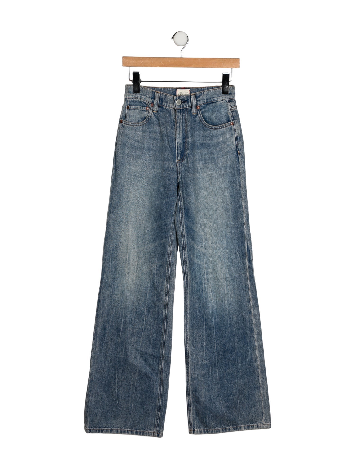 Alice + Olivia Mid-Rise Wide Leg Jeans
