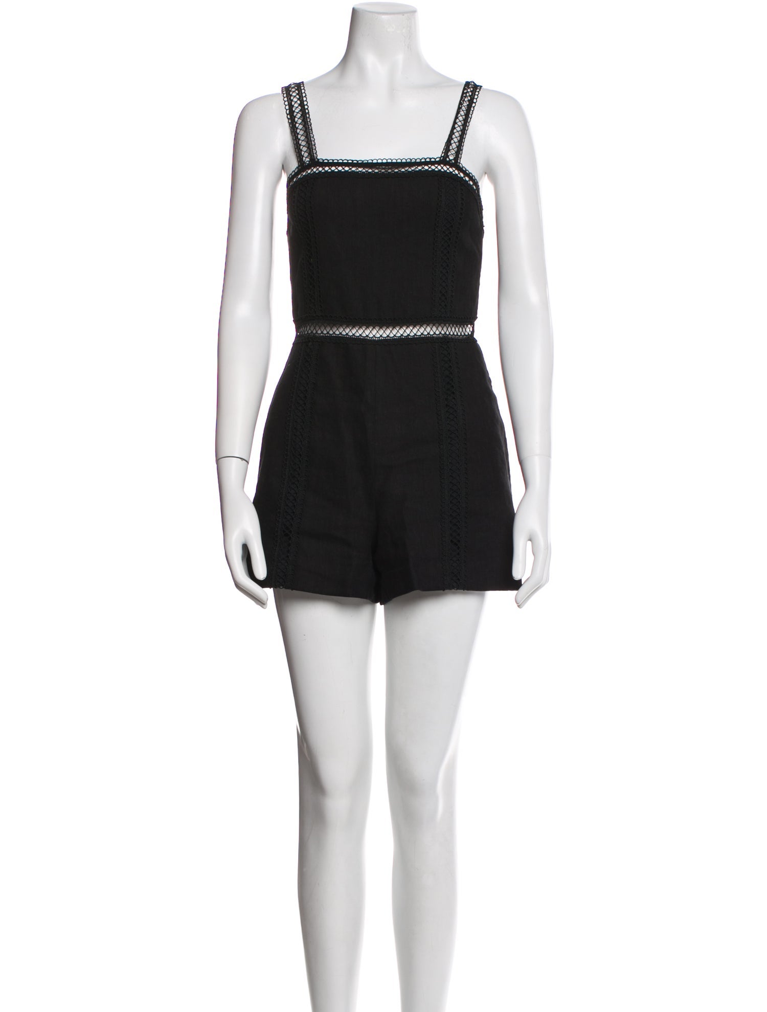 Alice + Olivia Linen Square Neckline Romper