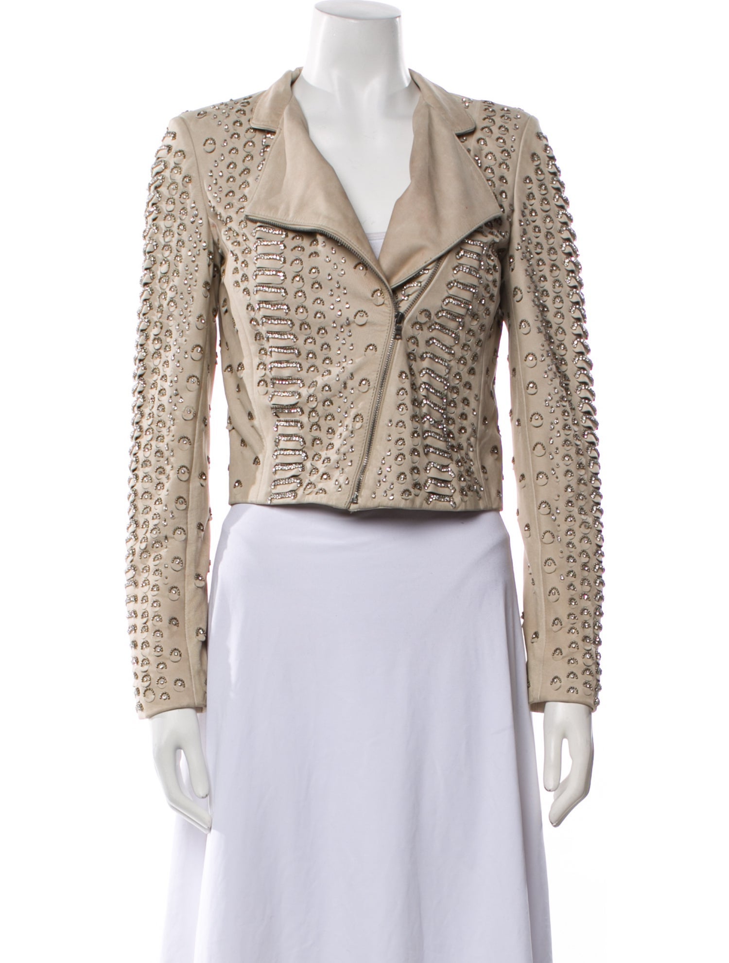 Alice + Olivia Leather Patterned Biker Jacket