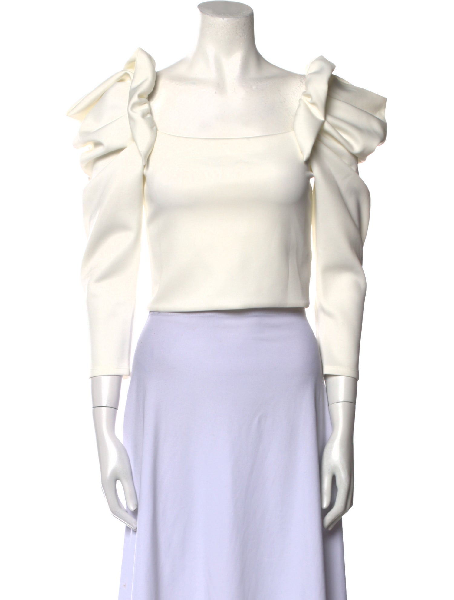 Alice + Olivia Square Neckline Three-Quarter Sleeve Crop Top