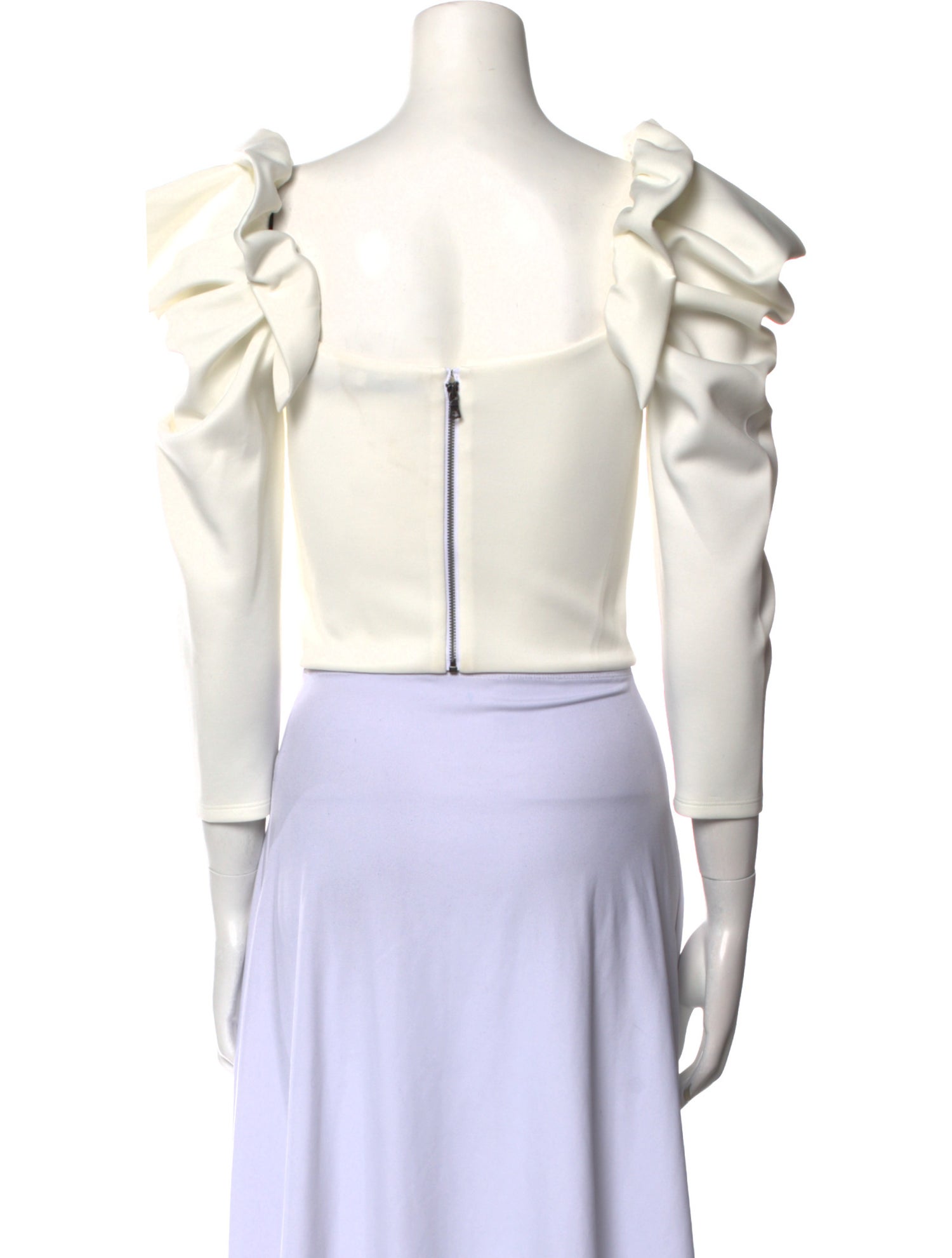 Alice + Olivia Square Neckline Three-Quarter Sleeve Crop Top