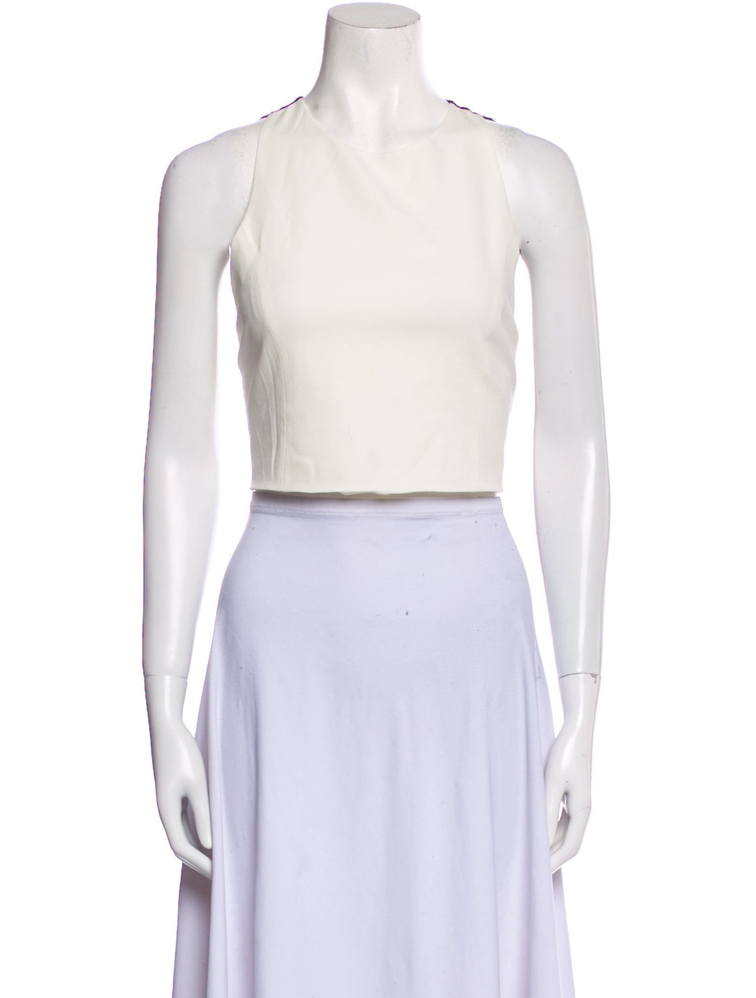 Alice + Olivia Leather Crew Neck Crop Top