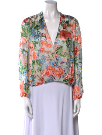 Alice + Olivia Floral Print V-Neck Blouse