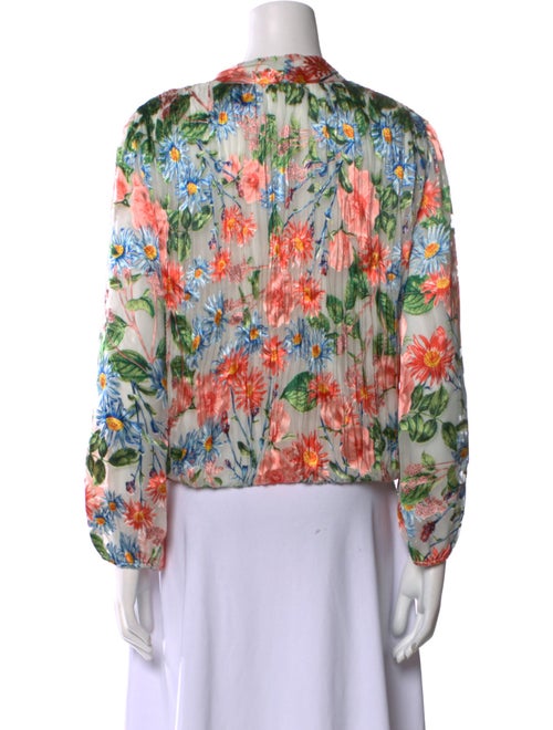 Alice + Olivia Floral Print V-Neck Blouse