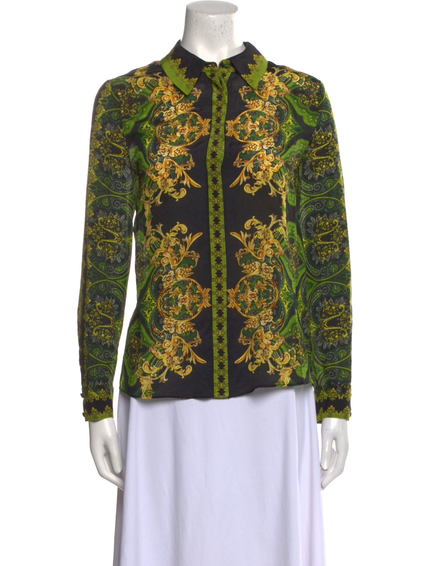 Alice + Olivia Silk Printed Button-Up Top