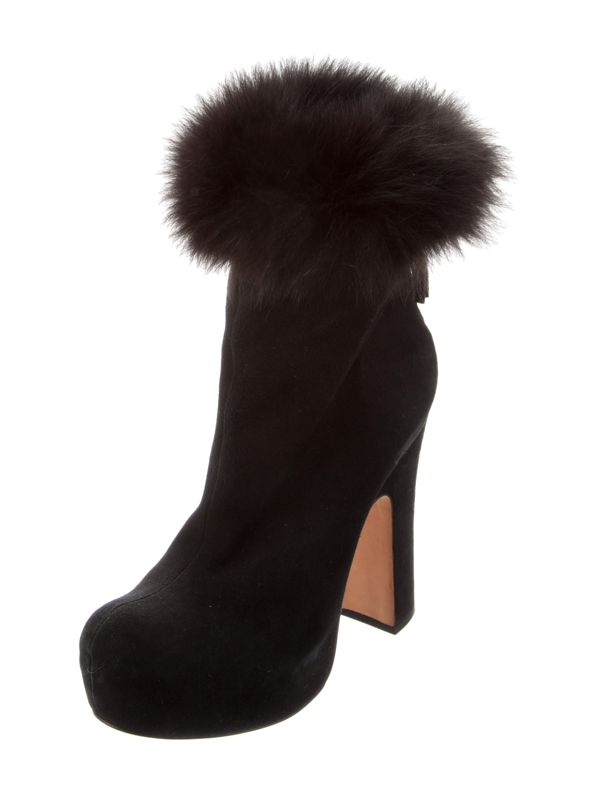 Alice + Olivia Suede Fur Trim Boots