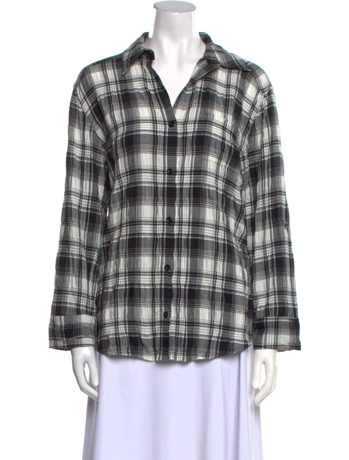Alice + Olivia Plaid Print Long Sleeve Button-Up Top
