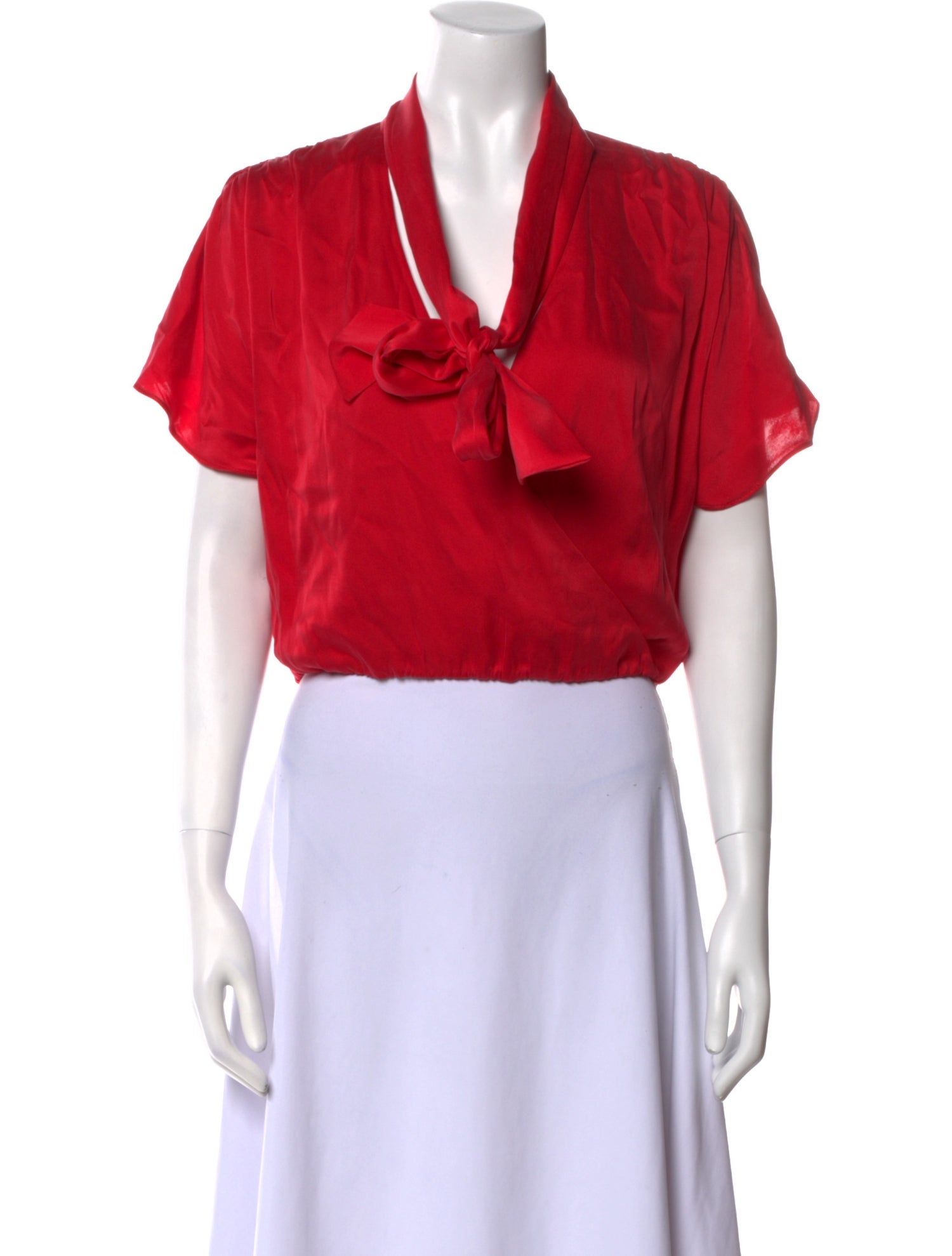 Alice + Olivia Silk Tie Neck Crop Top