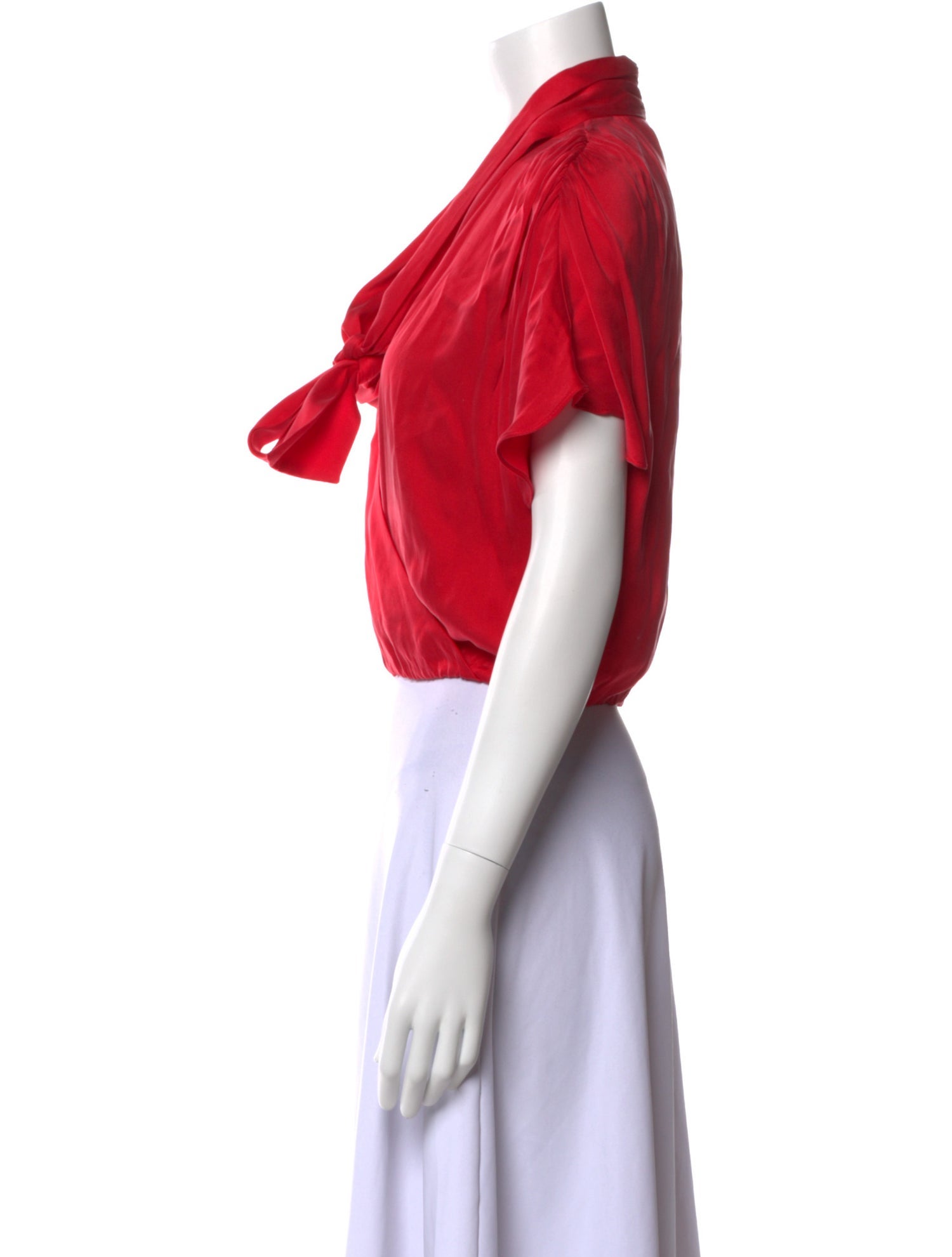 Alice + Olivia Silk Tie Neck Crop Top