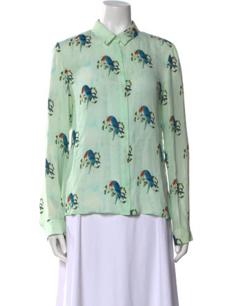 Alice + Olivia Silk Floral Print Button-Up Top