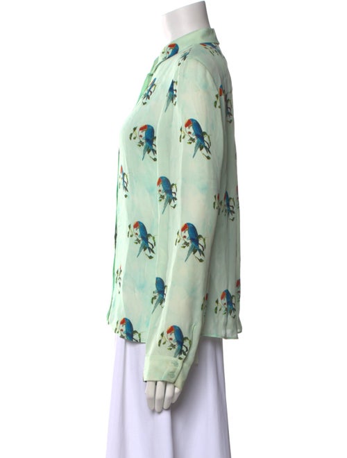 Alice + Olivia Silk Floral Print Button-Up Top