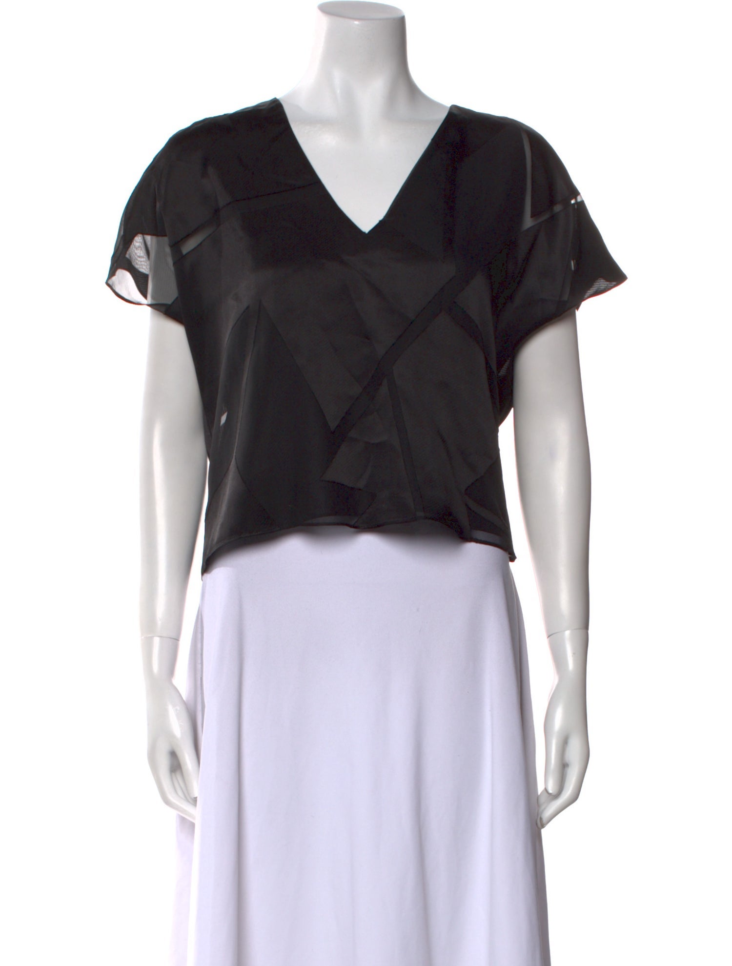 Alice + Olivia V-Neck Short Sleeve Crop Top