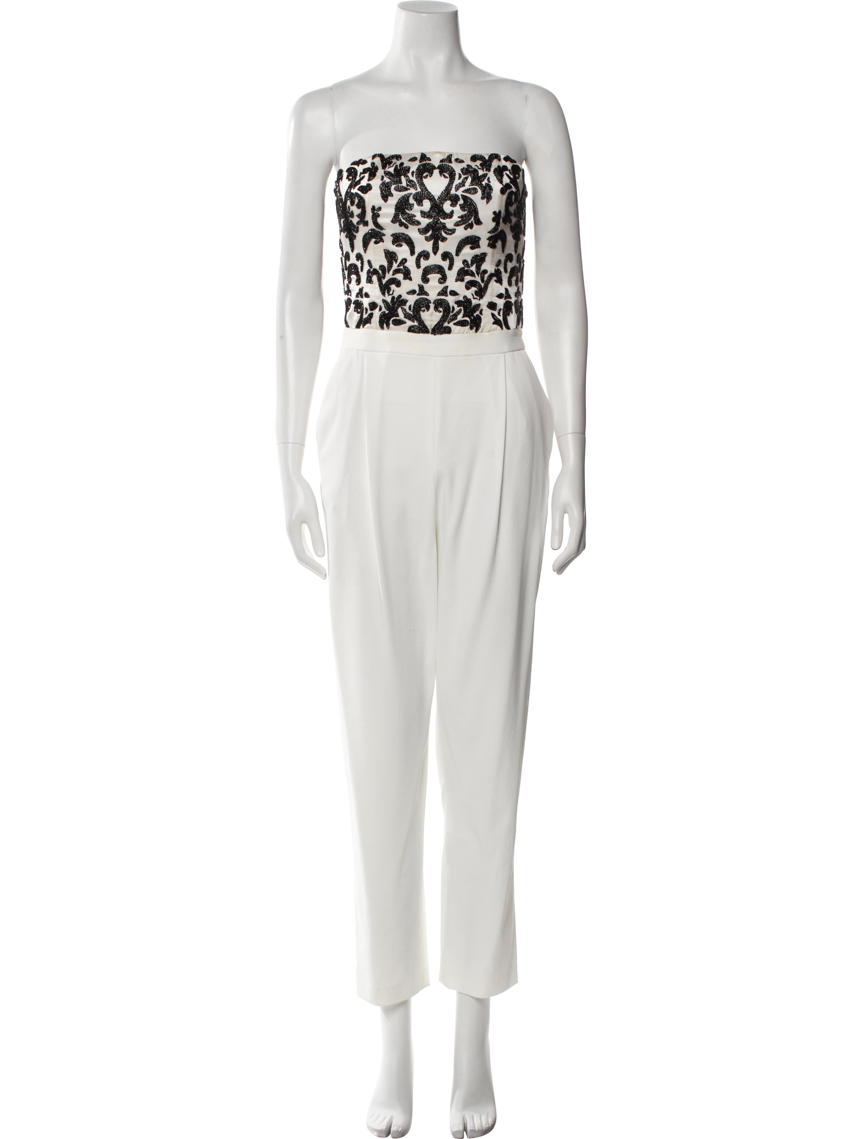 Alice + Olivia Patterned Strapless Jumpsuit