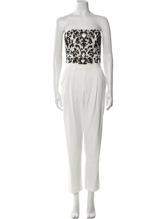 Alice + Olivia Patterned Strapless Jumpsuit