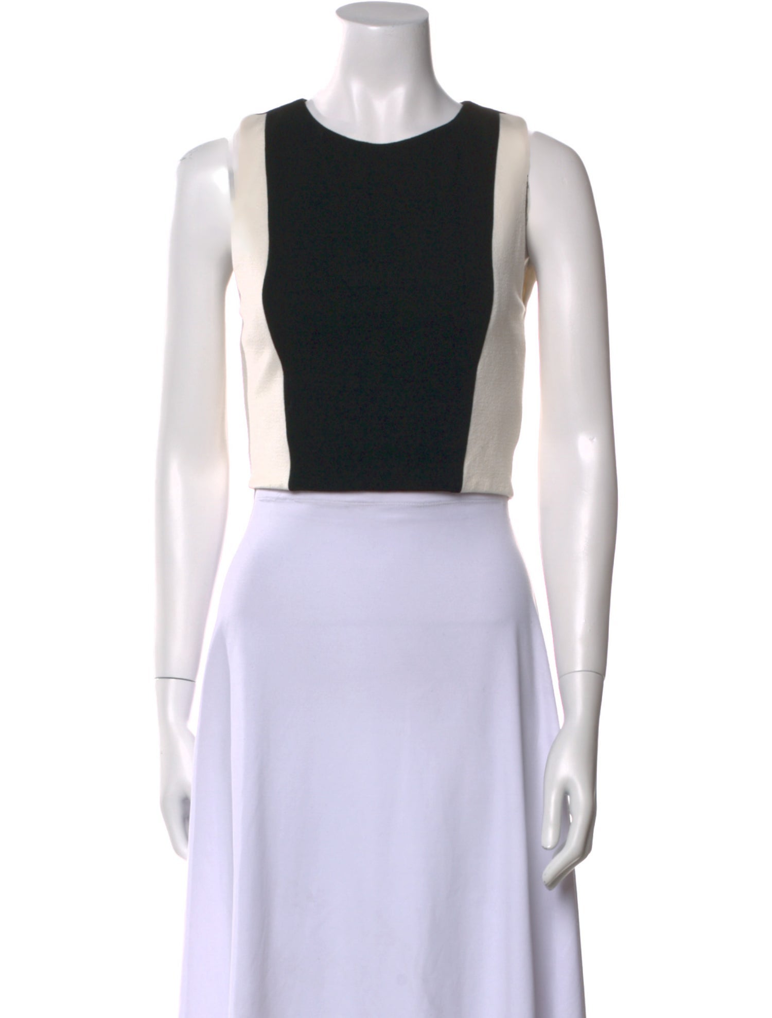 Alice + Olivia Colorblock Pattern Crew Neck Crop Top