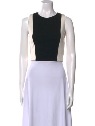 Alice + Olivia Colorblock Pattern Crew Neck Crop Top