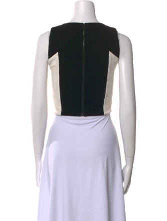 Alice + Olivia Colorblock Pattern Crew Neck Crop Top