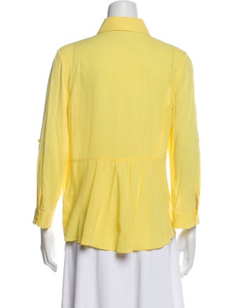 Alice + Olivia Silk Three-Quarter Sleeve Button-Up Top